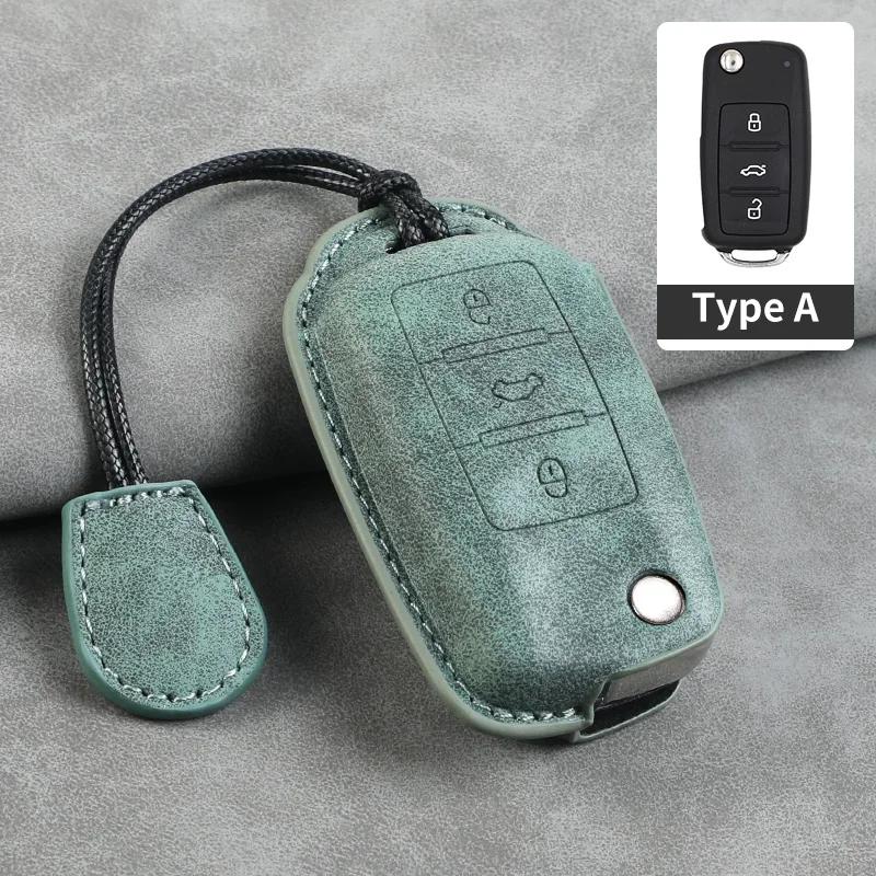 Car Key Cover For Volkswagen VW Polo Golf7 MK7 Tiguan Passat B5 B6 B7 Golf 4 5 6 MK6 Jetta Lavida Leather Car Key Case Cover