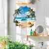 Creative 3D Hole Beach Summer Ocean Bathroom Home Background Decorative Sticker