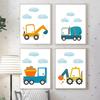 Modern Cartoon Crane Excavator Dump Truck Nursery Wall Art Canvas Painting Nordic Posters & Prints Pictures Baby Kids Room Decor
