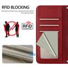 For iPhone 16 Pro Max Wallet Case RFID Blocking Calf Texture Leather Stand Phone Cover with Strap