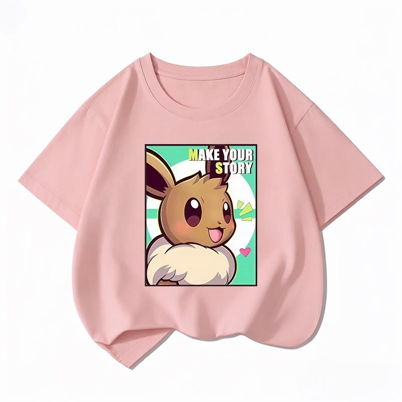 Potdemiel Summer New Pikachu Children's Pure Cotton T-Shirt, Boys and Girls Tops, Comfortable and Breathable Children's T-Shirt