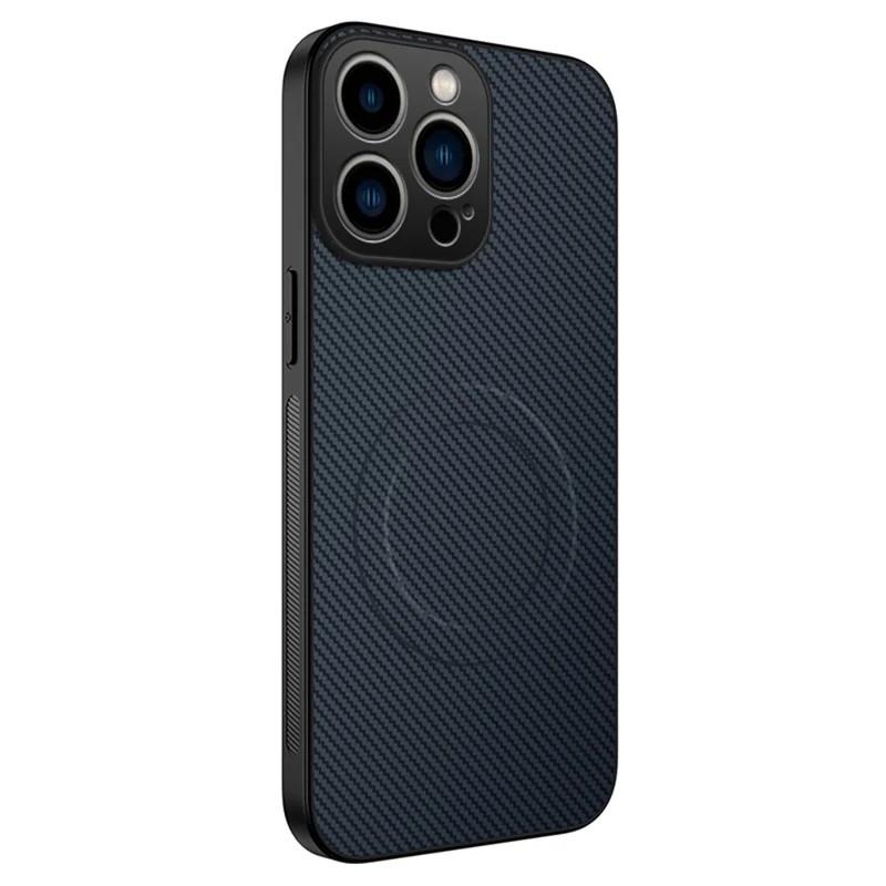 For iPhone 16 Pro Max Case Compatible with MagSafe WANLONFENG TQ Series Carbon Fiber Texture PC TPU Phone Cover