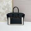 Fubao Leather Contrasting Color Splicing Eversion Retro Commuter Handbag Messenger Bag Women's Bag Single Shoulder