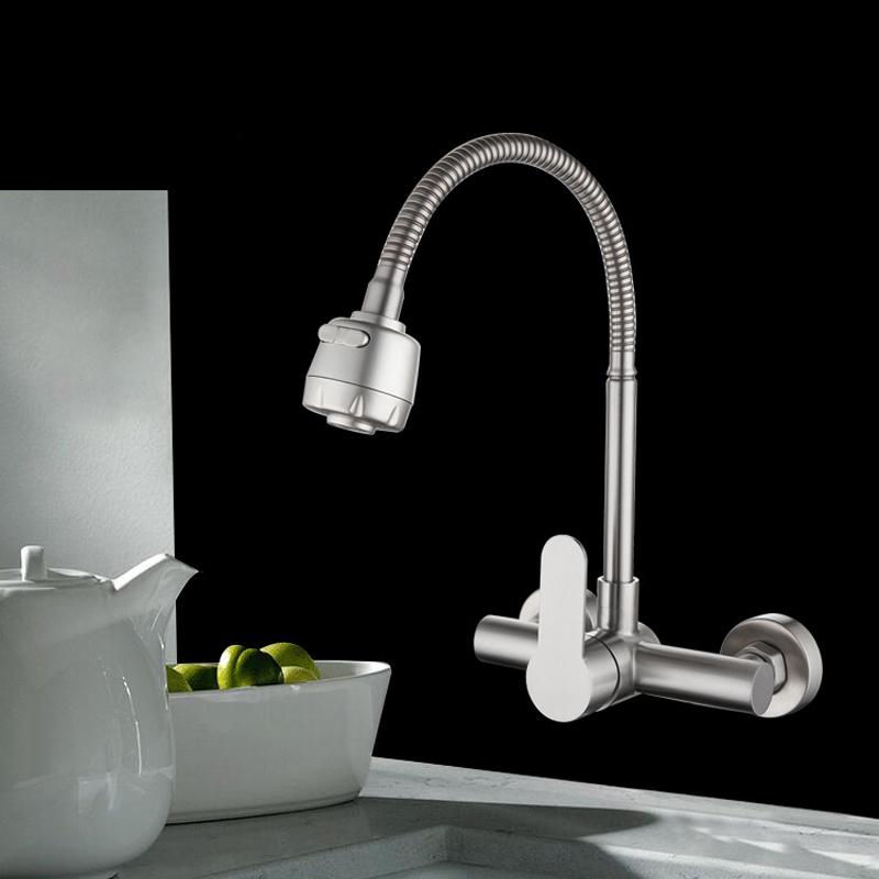 304 Edelstahl Küchenspüle Wasserhahn Wandmontage Heiß Kalt Wassermischer 2 Modi Wasserhahn Mopp Pool Wäsche Pool Becken Spüle Wasserhähne