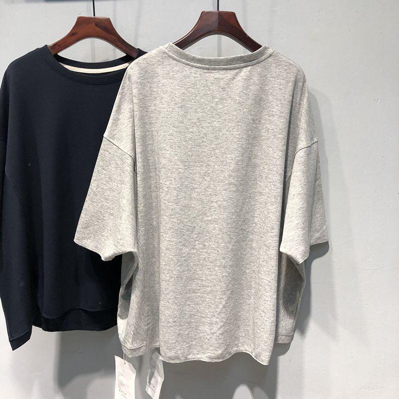 T-shirt Women Cotton Versatile Summer Casual Large Size Loose Round Neck Pullover Short-sleeved Tops