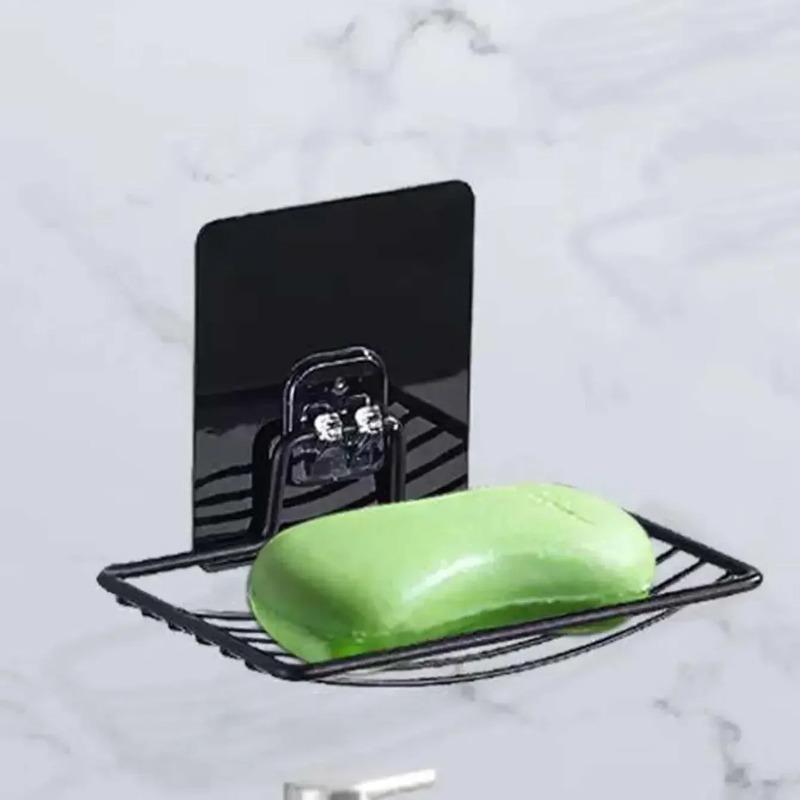 Stainless Steel Soap Rack Punch-free Nail-free Bathroom Single Layer Drain Wall Hanging Soap Box Luxury Shelf Storage Organizer