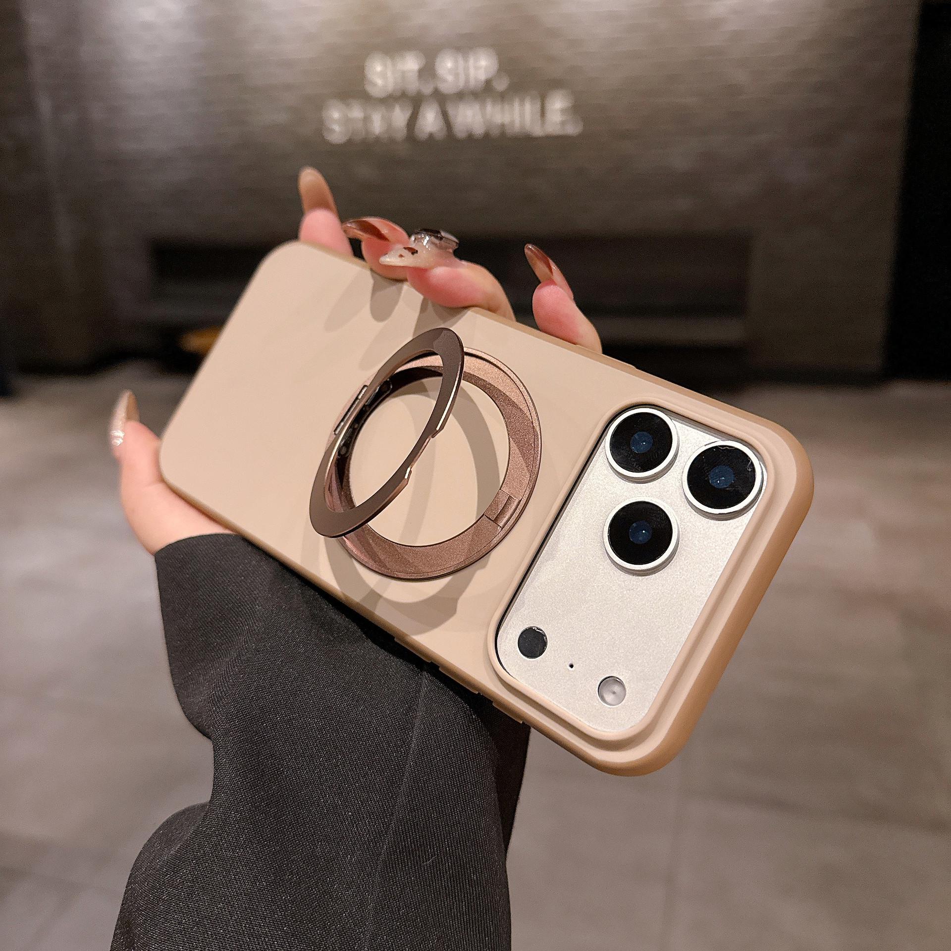 Compatible iPhone 17 Pro Max Magnetic Case with 360° Stand, Matte Skin-Feel, Two-Tone Protective Cover. iPhone 14