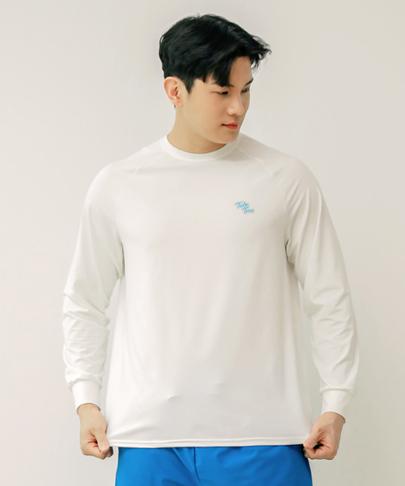 Tyubeuteuli Men'S Basic Loose Fit Long Sleeve Rash Guard A603 Ivory