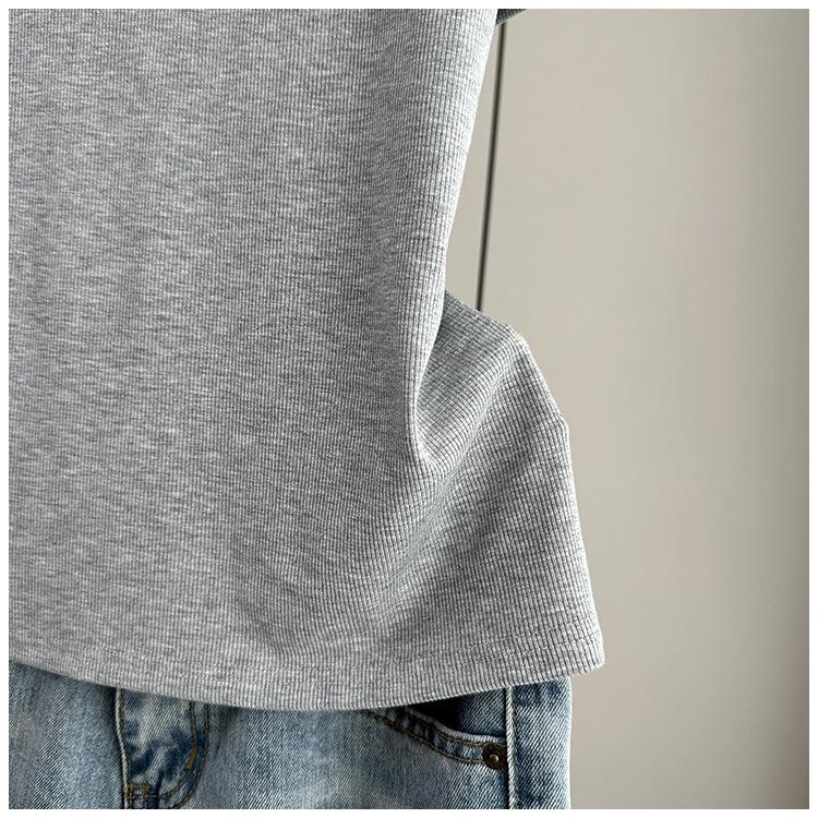 Women Modal Ribbed Button Round Neck Short Sleeve Tee Slim Base Top Spring Summer