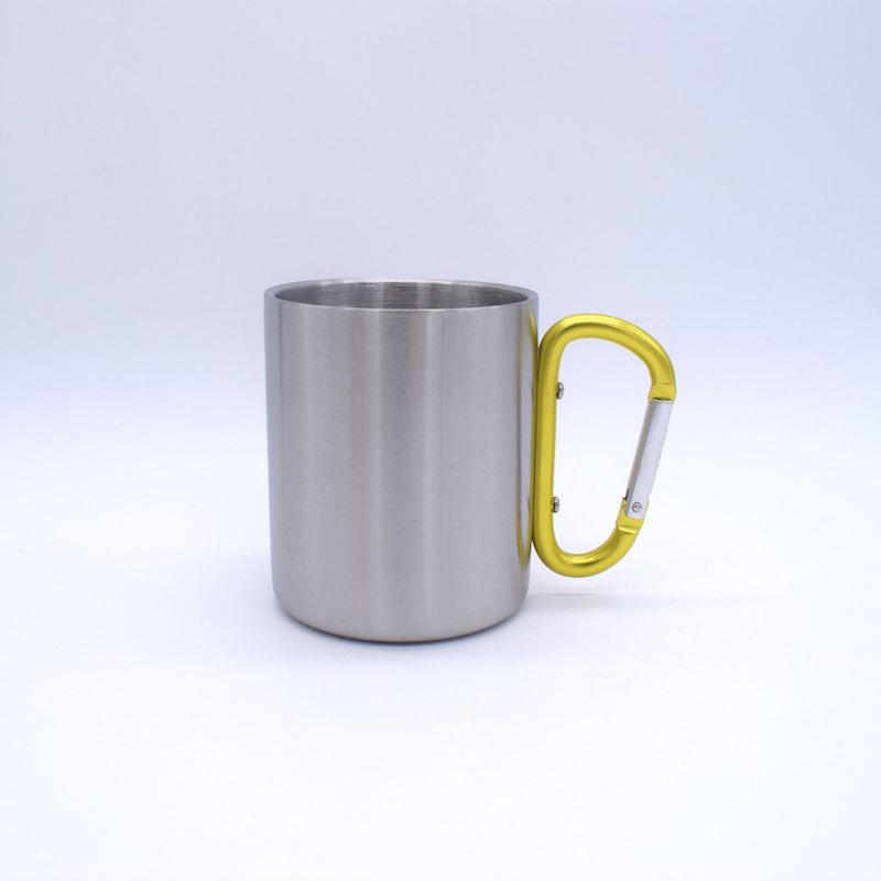 Camping Stainless Steel Carabiner Coffee Cup - Portable, Double-Layer, Available In Large and Small Sizes for Outdoor Sports
