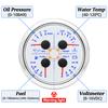 AD 4-in-1 Multifunktionsanzeige 85MM Kraftstoffdruckmessung Öldruckanzeige Kraftstoffstand Wassertemperaturanzeige Voltmeter mit Alarm