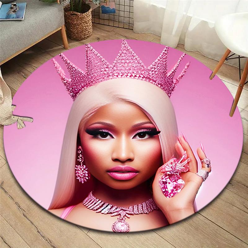Nicki Minaj Round Area Rug,Carpet Rug for Living Room Bedroom Sofa Playroom Decor,Non-slip Floor Mat