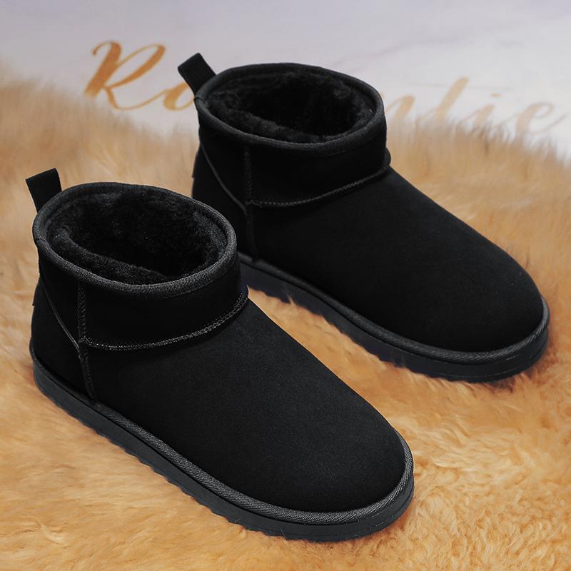 Klassische gelbe Schneestiefel Herren Winter Kurze Plüsch Stiefeletten für Männer Frauen Wildlederstiefel Outdoor Rutschfeste Plateau Fuzzy Schuhe Herren