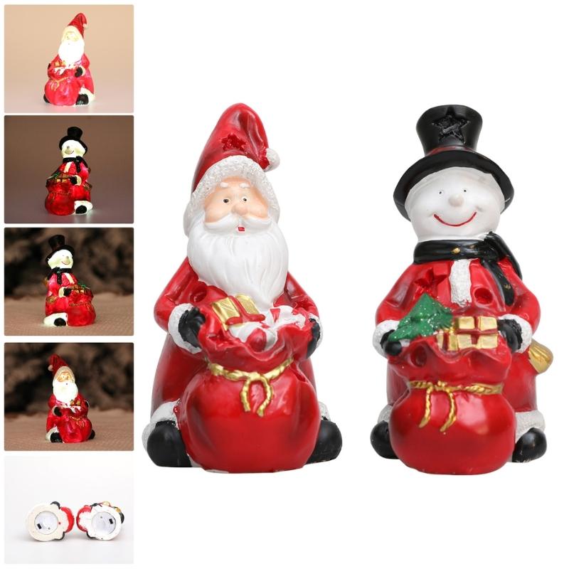Santa/Snowman Shaped Resin Sculpture for Festival Home Decoration Desktop Ornament Accessories Holiday Party Supplies