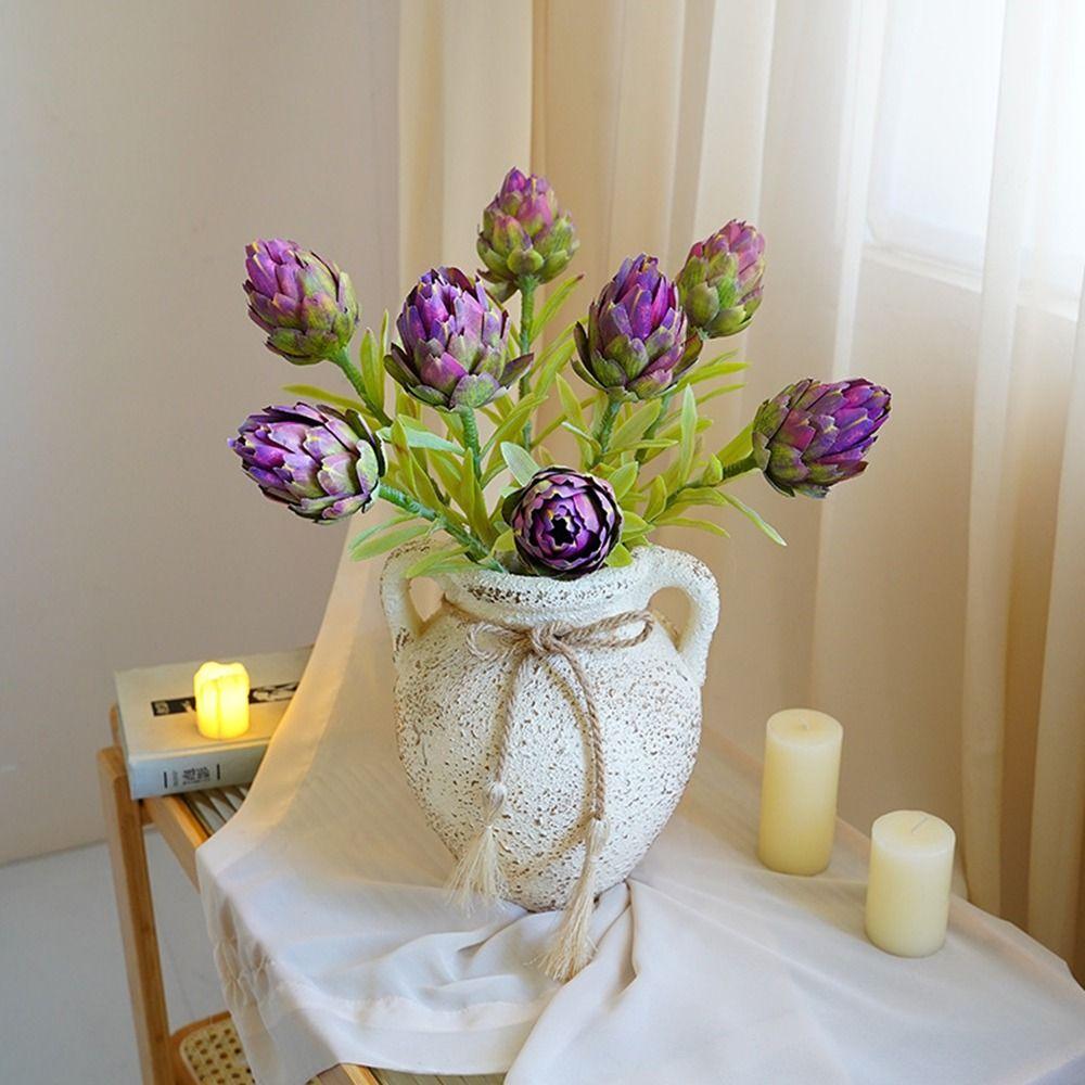 2Pcs Soft Plastic Artificial Artichoke Fruit Fake Simulation Artichoke Flower  Balcony