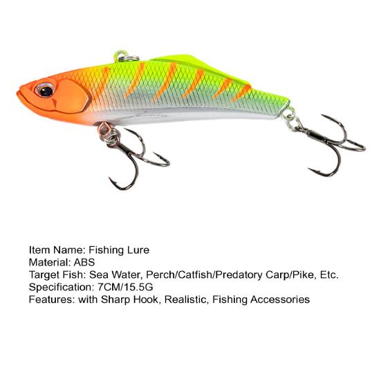 7CM/15.5G VIB Fishing Lure with Hooks Long Casting Hard Artificial Bait Freshwater Saltwater Trout Bass Walleye Fishing Accessories