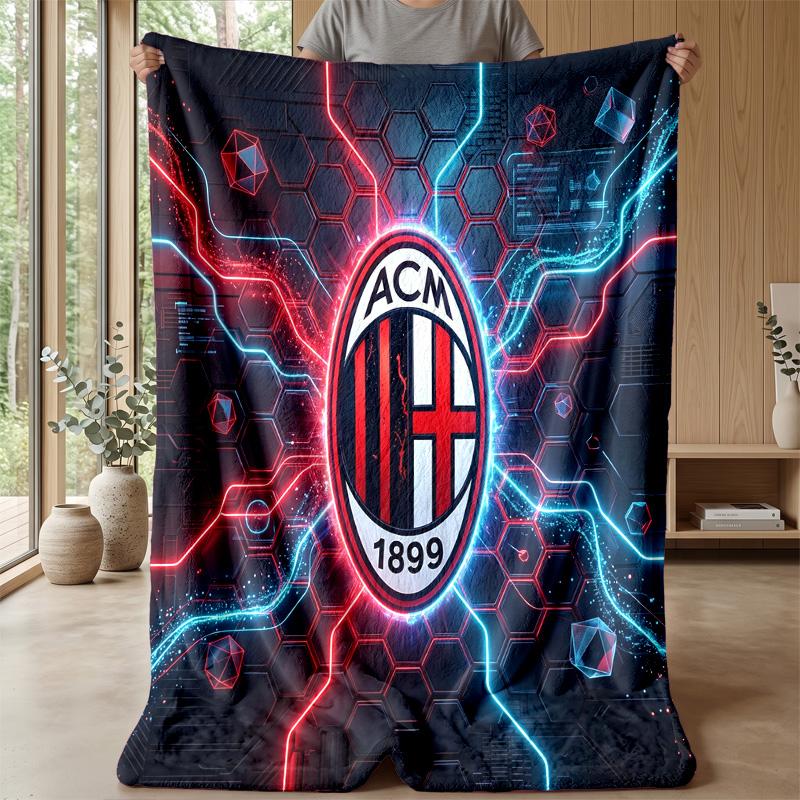 AC Milan Theme Blanket Soft Flannel Blanket Plush Throw Blanket Cozy Sofa Bed Blanket for Home Decor