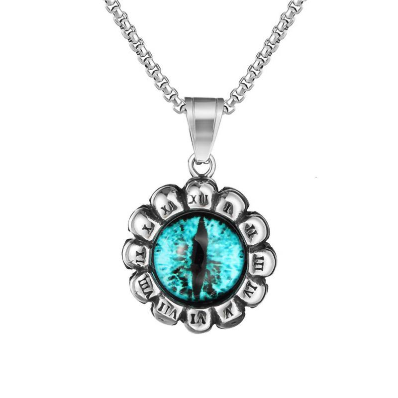 2024 Retro Skull Titanium Steel Pendant Necklace for Men - European American Style Half Face Stainless Steel Jewelry