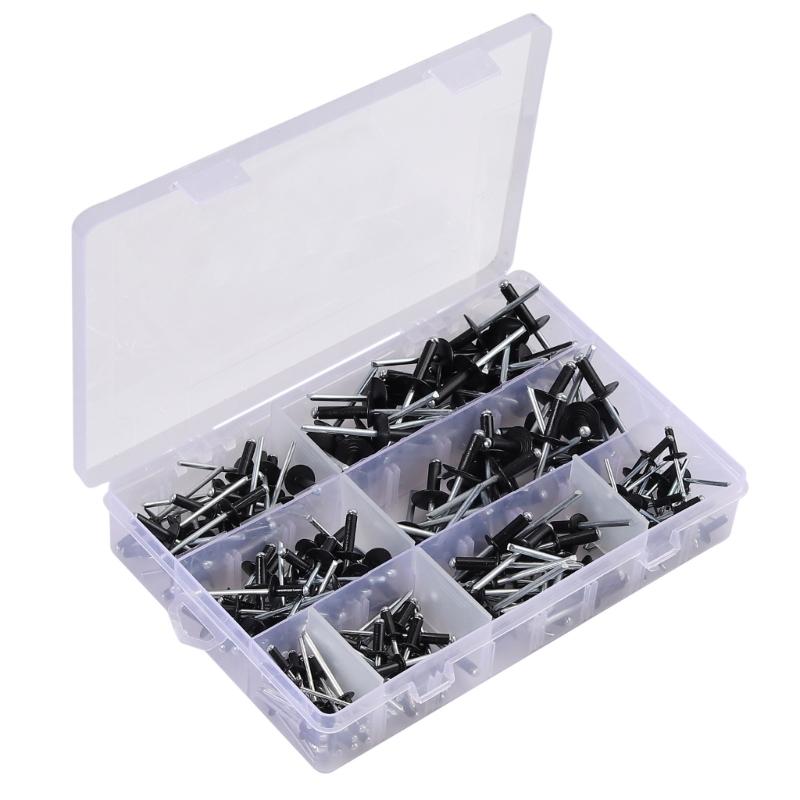 385pcs Metal Blind Rivets Assortment Large Flanges Designs Heavy Duty Fasteners Simple Installation for Secure Fastening