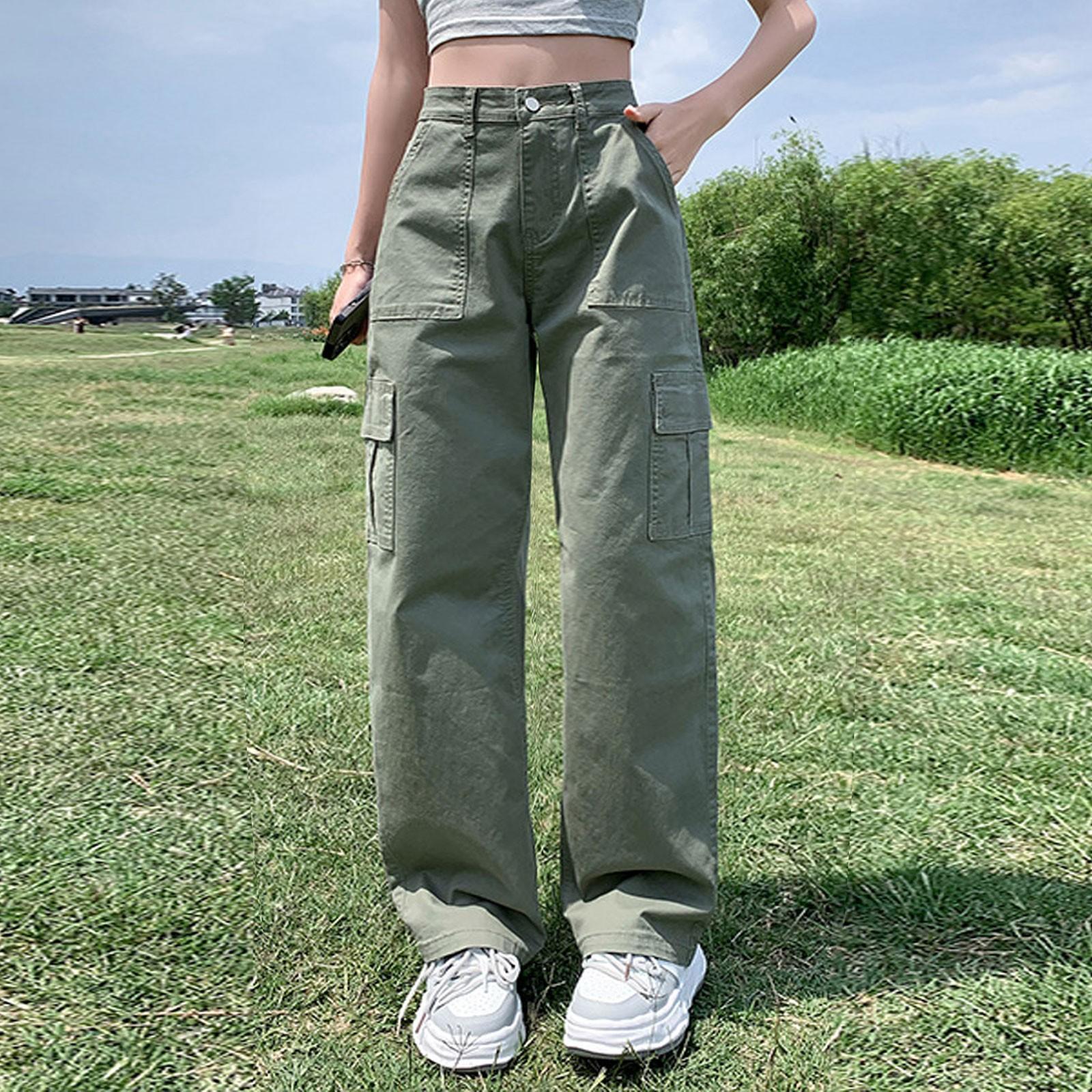 

Женские мешковатые джинсы в стиле хип-хоп, широкие джинсы со средней и низкой талией, свободные джинсы-бойфренды, винтажные джинсовые брюки L армия зеленый