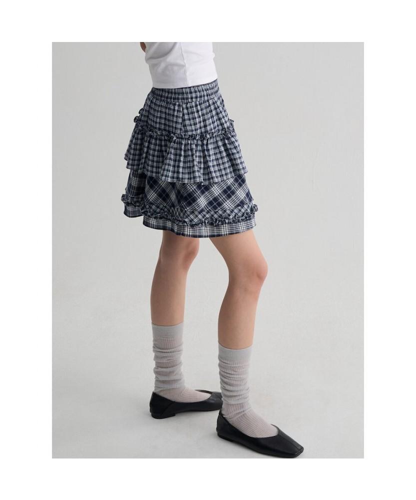 8seconds Frill Check Mini Skirt Navy