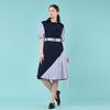 Bunderghost Puff Short Sleeve Asymmetrical Trench Dress (Navy)