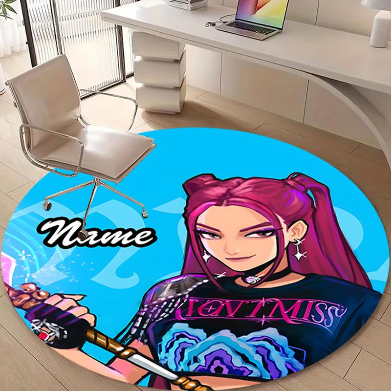 Personalized K-KPop Demon Hunters Round Chair Office Rug - Perfect for Mat, Office Chair & More - Ideal Gift for Birthdays and Holidays