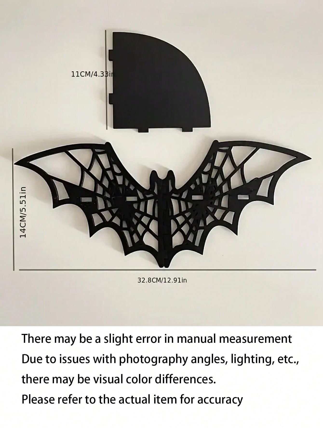 

1 шт., украшение для вечеринки на Хэллоуин, полка для хранения подсвечников, угловая полка в виде летучей мыши и паутины, предмет домашнего декора 32.8x14cm чёрный