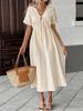 Bohemian Lace-up Deep V-neck Dress for Women