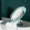 Leaf Shape Soap Box Drain Soap Holder Box Bathroom Shower Soap Holder Sponge Storage Tray Creative Sucker Water-free Storage Box