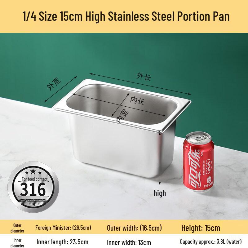 SUS316 Antibacterial Stainless Steel 3-Compartment Portion Pan