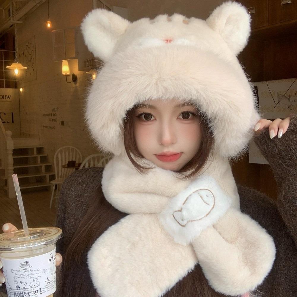 54cm-59cm Head Circumference Winter Ear Protection Hat Hat With Scarf Set Snow Activities