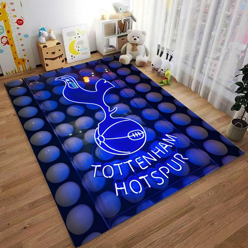 Tottenham Hotspur Logo Blau Neon Stil Teppich für Heimdekoration Geeignet zur Verwendung als Antirutsch für Wohnzimmer Schlafzimmer Sofas