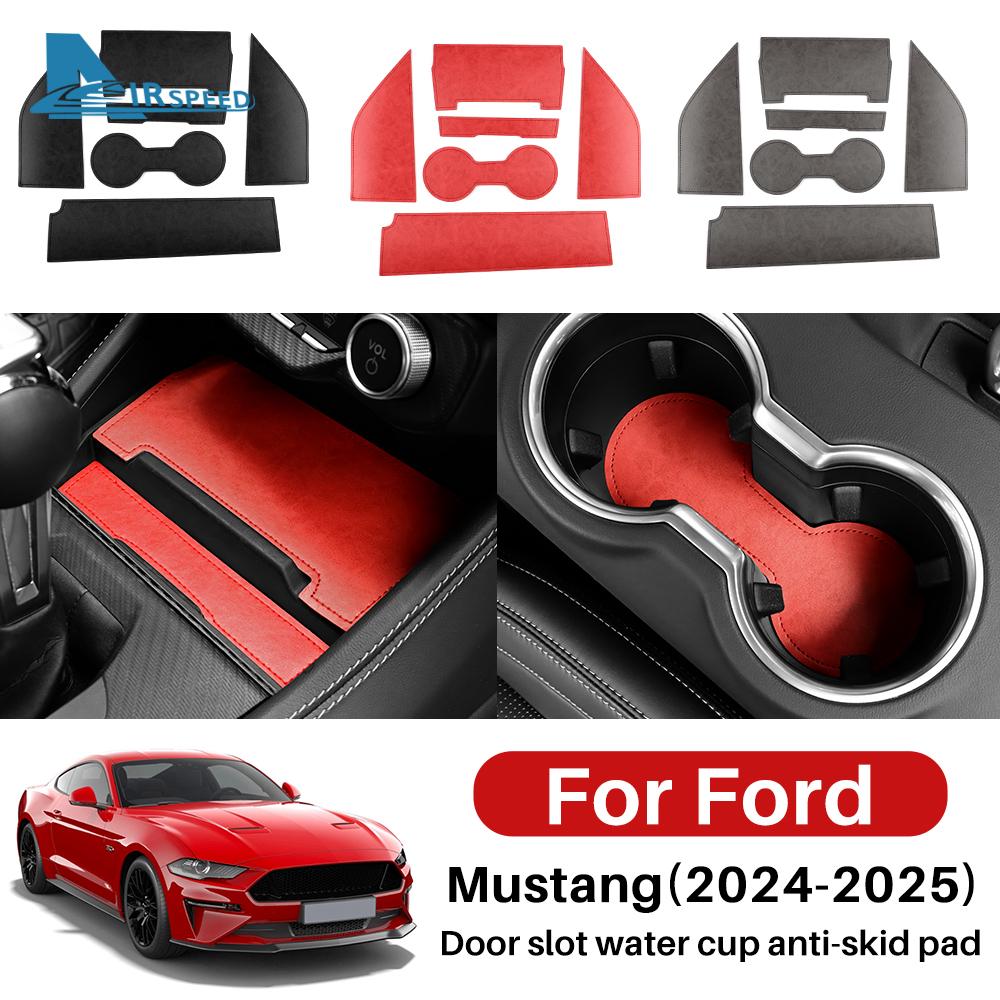 Cup Mat For Ford Mustang GT 2024 2025 2026 2027 LHD RHD Car Anti-Slip Dust-proof Rubber Pad Gate Sticker Interior Accessories