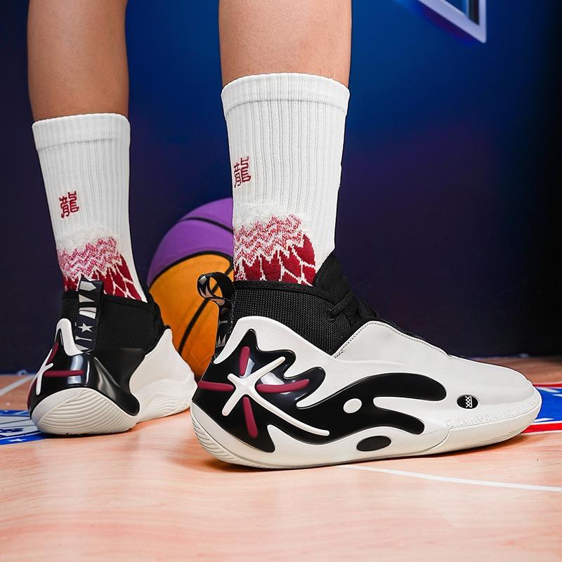 Men's Basketball Shoes Flame Pattern Non-slip Cushioning High-top Sports Sneakers