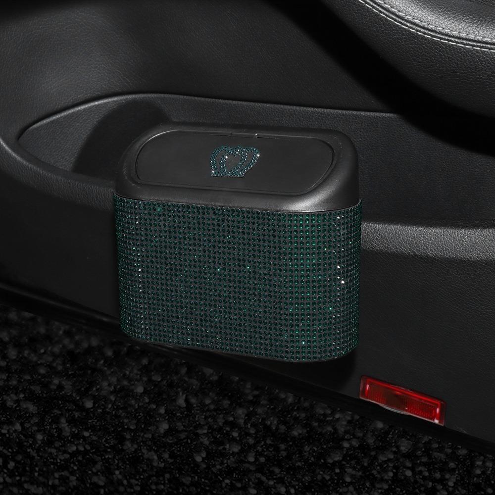 Shimmering Rhinestone Car Seat Back Trash Basket Hanging Mini Desktop Trash Can  Office