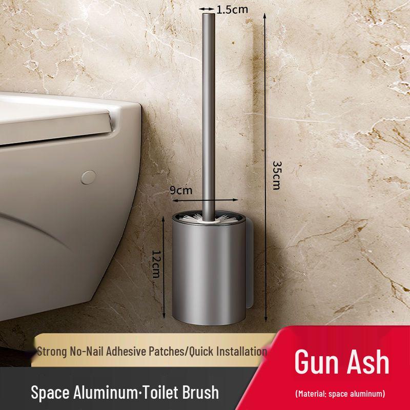 

Wall-Mounted Space Aluminum Toilet Brush Set - Punch-Free, Dead Angle Cleaning Tool for Bathrooms