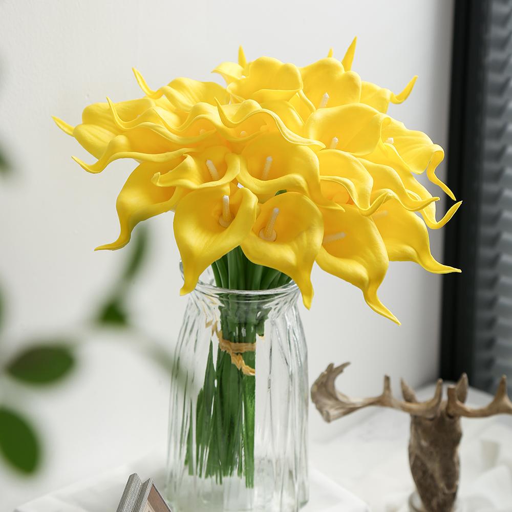 10PCS Real Touch Calla Lily Artificial Flowers Bridal Bouquets Home Office Wedding Party Decoration KTY