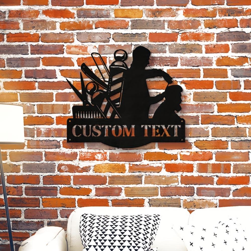 Metal Wall Art Barber Shop Sign Modern Decor Personalized Stylist Gift Kitchen Wall Sculpture