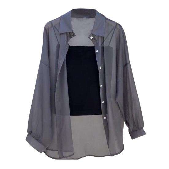 

Женское солнцезащитное пальто, однобортное, с лацканами, ледяной шелк, анти-УФ, тонкий, с длинным рукавом, отличная воздухопроницаемость, чистый цвет, быстросохнущая куртка для велоспорта и кемпинга M серый