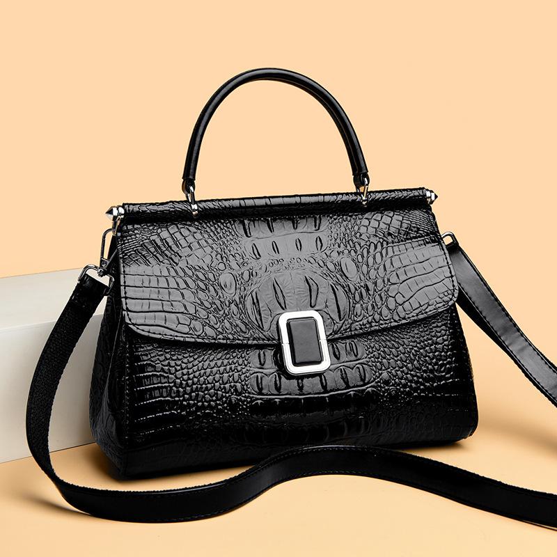 New Texture Retro Crocodile Pattern Bucket Bag, Fashionable Temperament, Hand-held Women's Bag, High-end and Versatile Diagonal Cross Bag