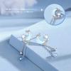 Earrings for Star Swaying Cute Moonstone 925 Metal Birthstone Gift for Anniversary "Silver Thunder" Women, Moon, Motif, Chain, Decoration, Silver,