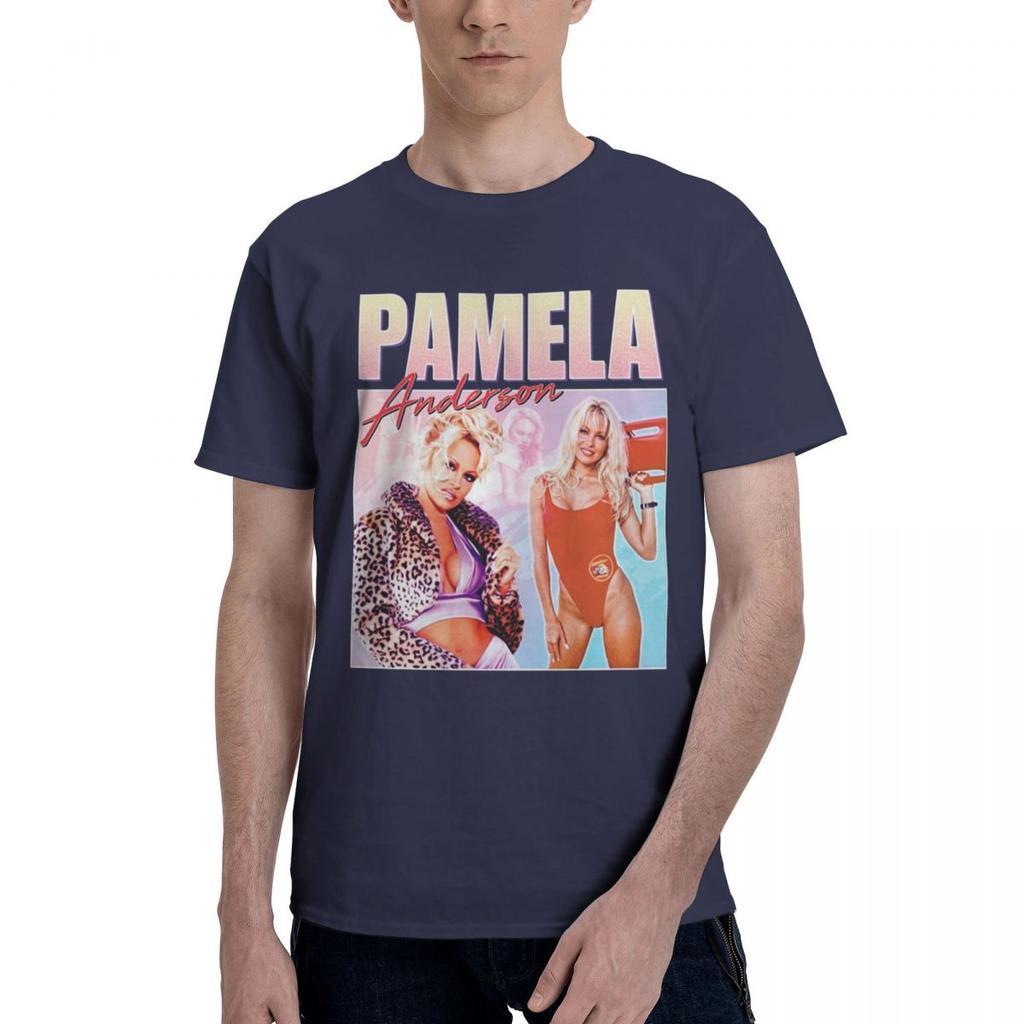 Men T Shirt Pamela Anderson Vintage Gifts Y2K Graphic Crewneck Unisex Clothes T Shirts