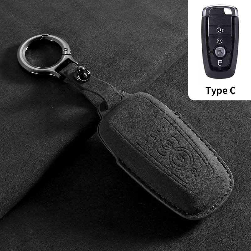 Suede Car Key Cover Case for Ford Maverick Focus Edge Explorer Everest Fusion Mondeo Mustang Raptor Bronco Ranger KA Fiesta Kuga