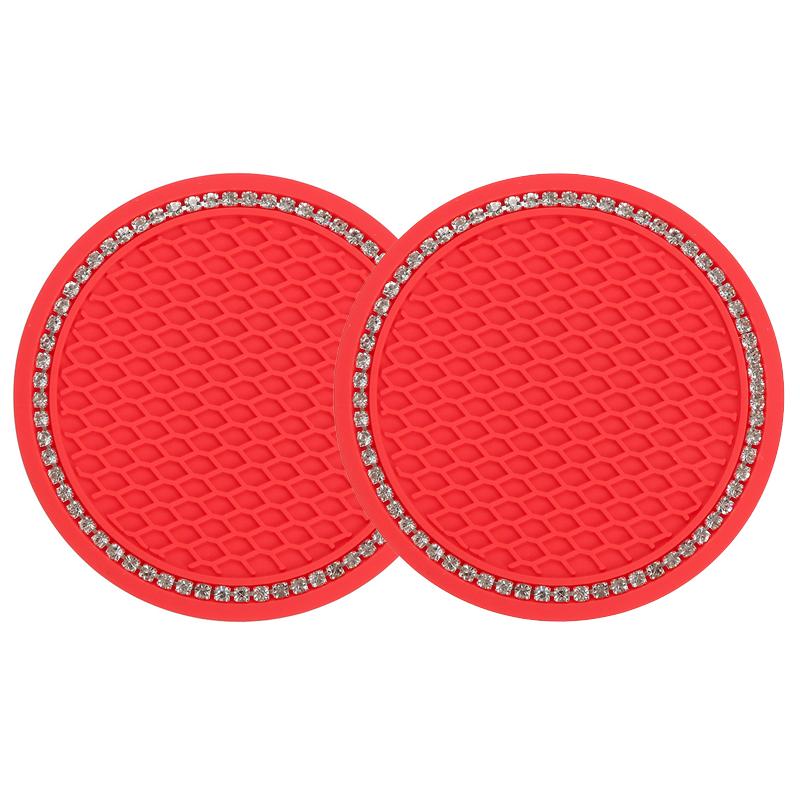 1/2PC Car Non-slip Water Cup Pad Diamond Rhinestone Bling Decoration Auto Interior Cup Bottle Anti-skid Rubber Mat