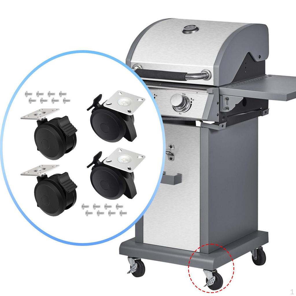 4x 69828 69827 Locking Casters Caster Wheels Lawn Porch with Plate and Screw for Spirit 200/ 2013+