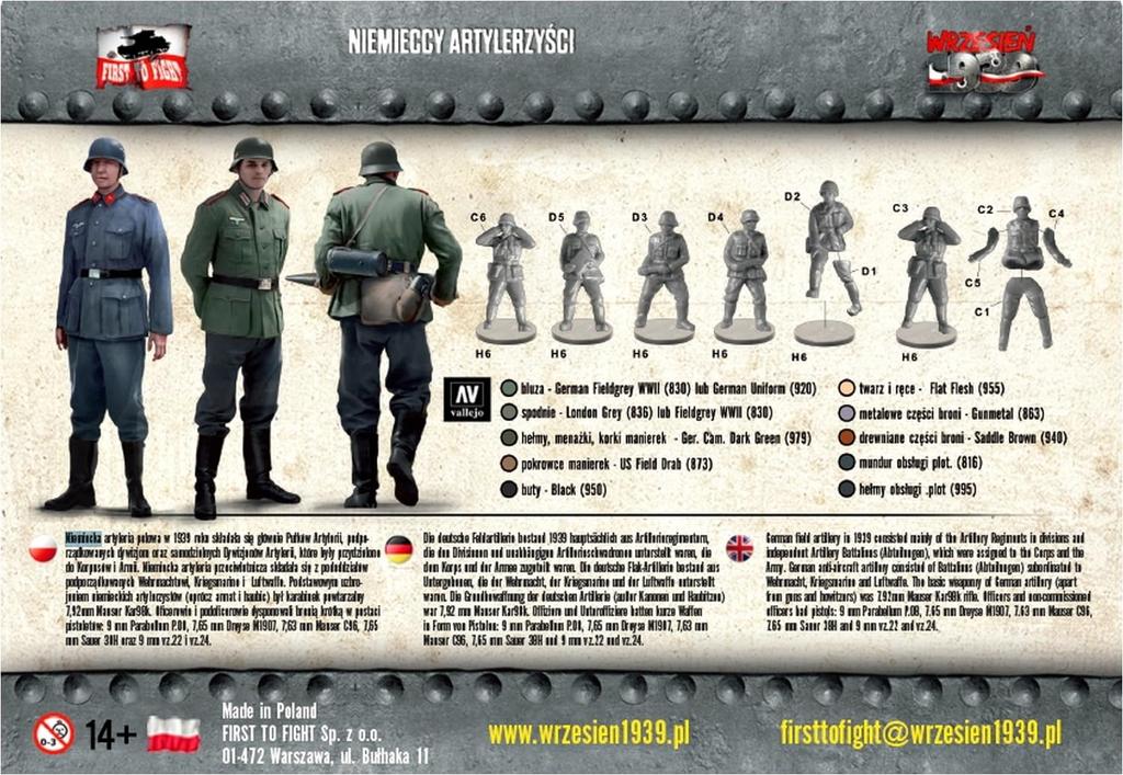 FTF German Artillery Plastic Model PF72056 1/72 14-piece
