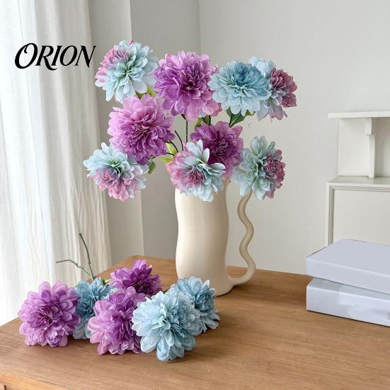 Artificial Dahlia Bouquets 3 Head Flowers, Realistic Silk Fabric Floral Arrangement, Props for Photography Adjustable Fake Flowers Home Decor Wedding
