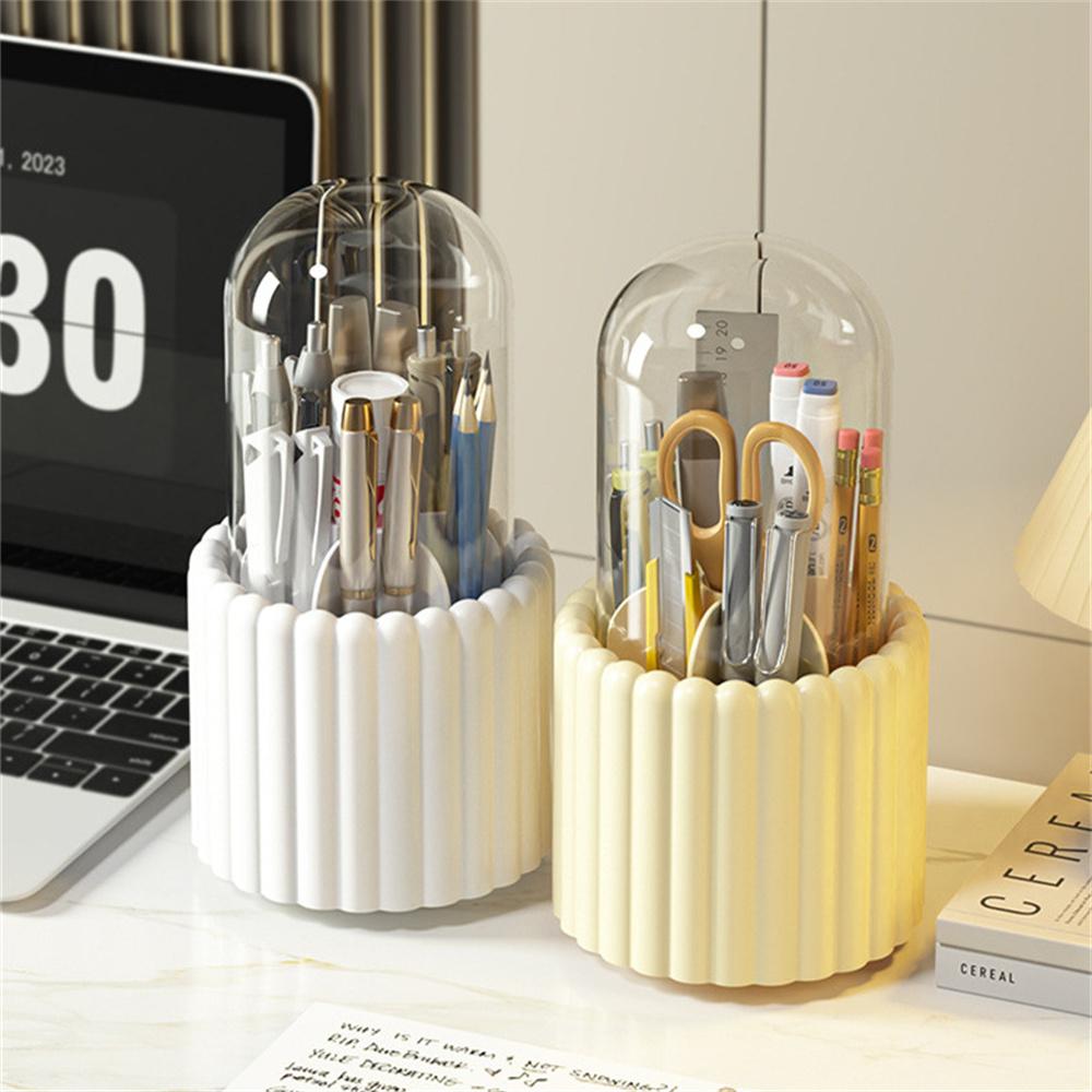 

360° Rotating Makeup Brush Holder With Lid Cosmetics Storag Box Makeup Organiser Lipsticks Container Vanity Organizer Box