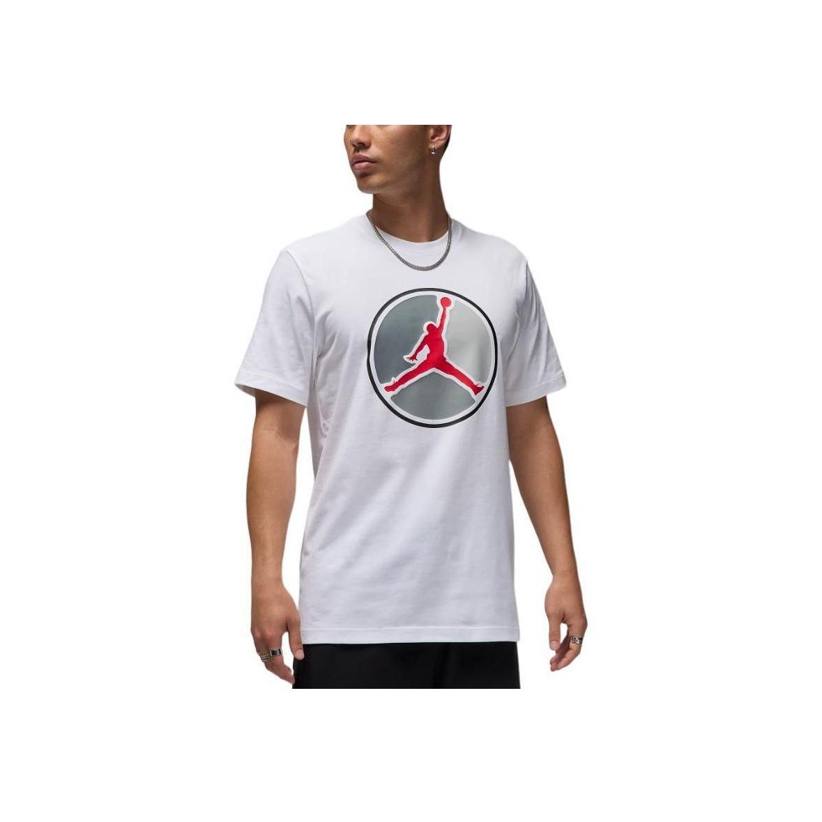 

Jordan Мужская Мода Удобная Мягкая Футболка с Коротким Рукавом и Круглым Вырезом Мужские Топы Белый FZ1944-100 S